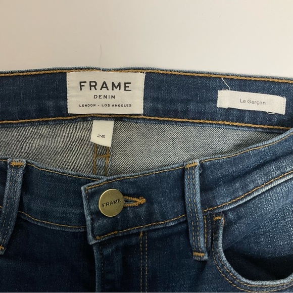 Frame Le Garcon Womens Size 26 Slouchy Dark Wash Mid Rise Boyfriend Jeans - Picture 7 of 11